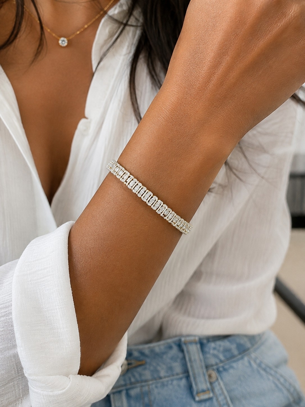 Elegant Silver Cubic Zirconia Tennis Bracelet - Sparkling Silver